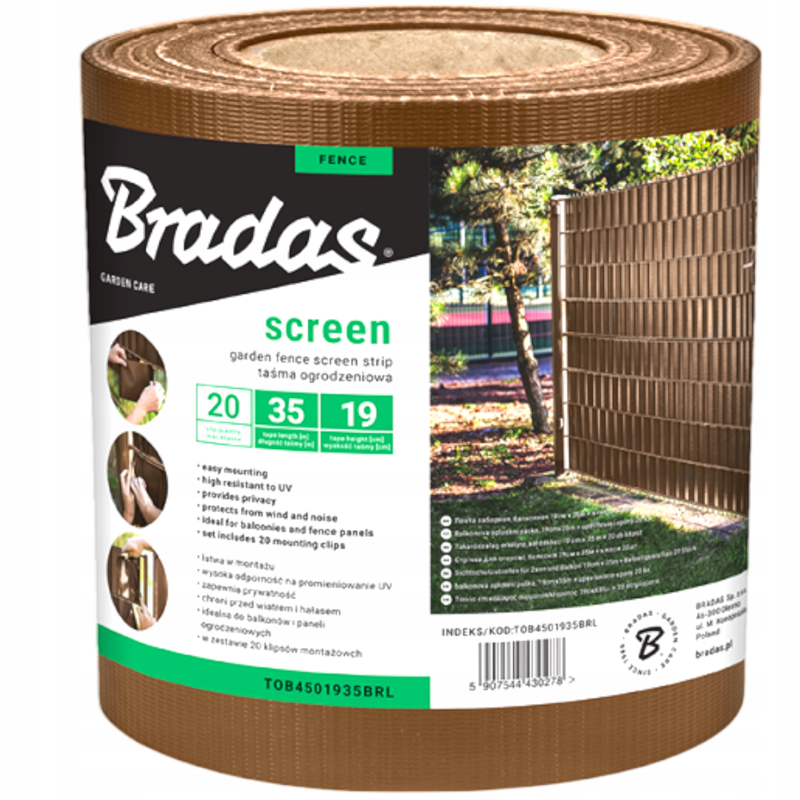 Páska na oplotenie Bradas RAL8011 TOB4501935BRL 19cm x 35m hnedá